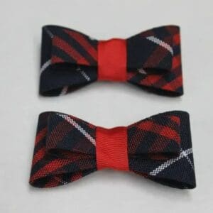 pair of PIGTAIL BOWS PLAID 36 black and red color