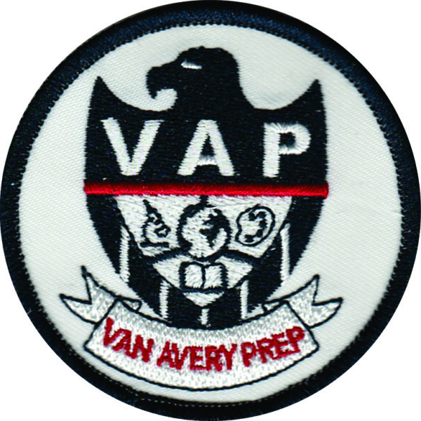 Van Avery Prep embroidered circular school patch.