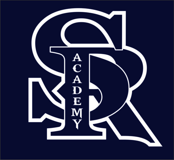 White SR logo with the word ACADEMY inside.